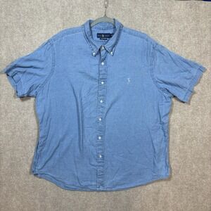 Ralph Lauren Indigo Oxford Solid Blue Button Down Shirt Men's Size XXL EUC